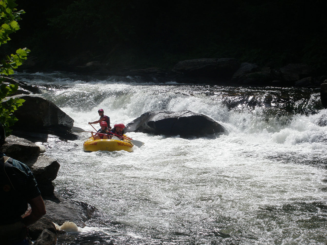 niños practicando rafting