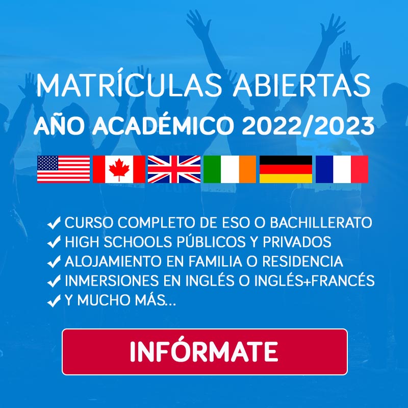 Matrículas abiertas curso 22/23 de Bachillerato y ESO en USA, Canadá y Europa