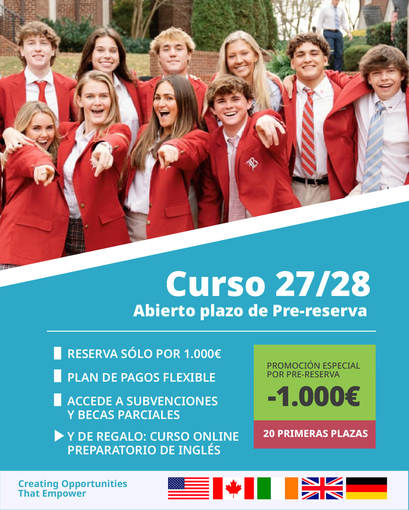 Reserva de plazas para estudiar el curso 27/28 en Estados Unidos